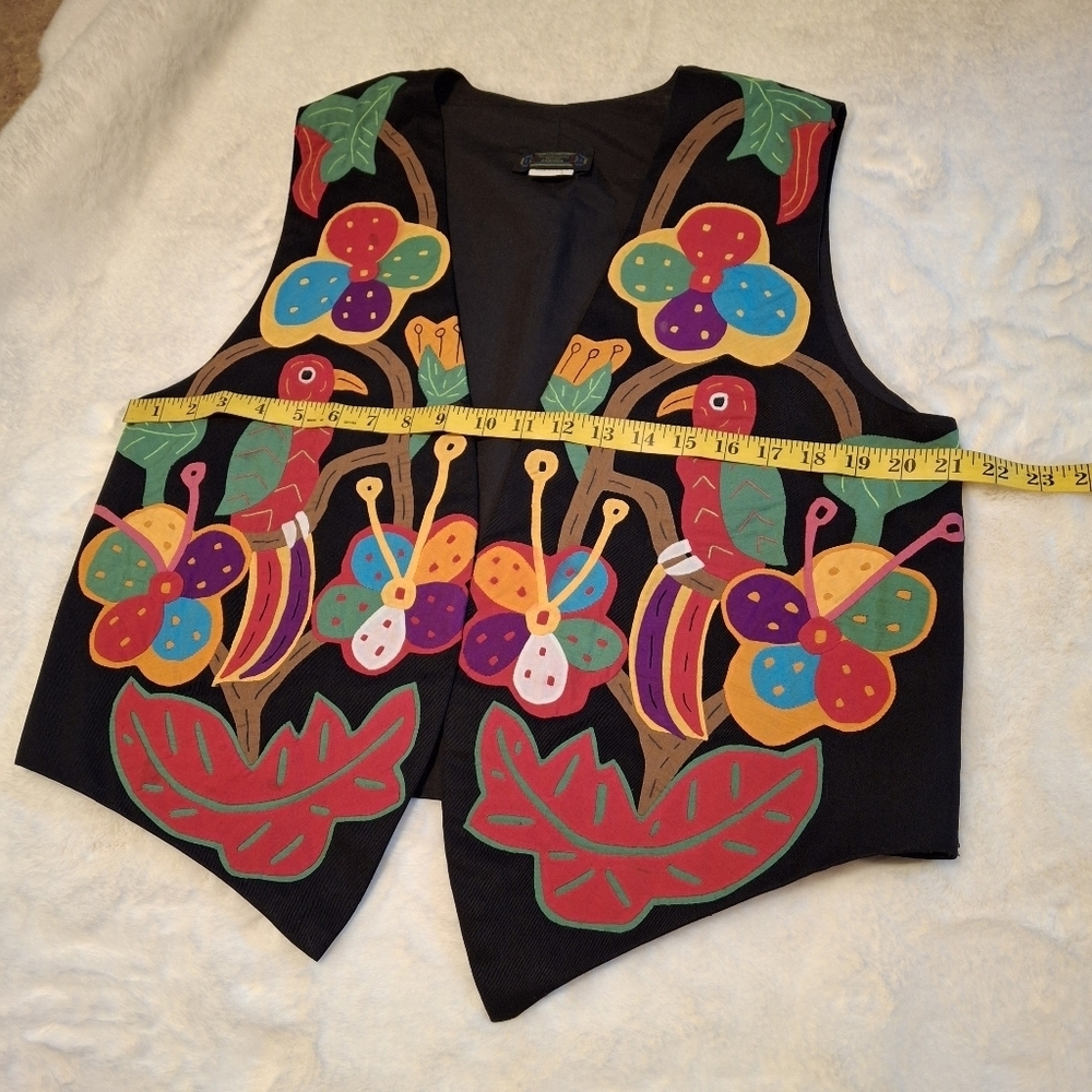 Sed's Crafts Handmade Mola Art Vest  Made In Panama  Women Size Small - Picture 12 of 14